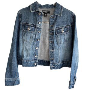 Express Jean Jacket Denim Blue Distressed Stonewash Size Medium